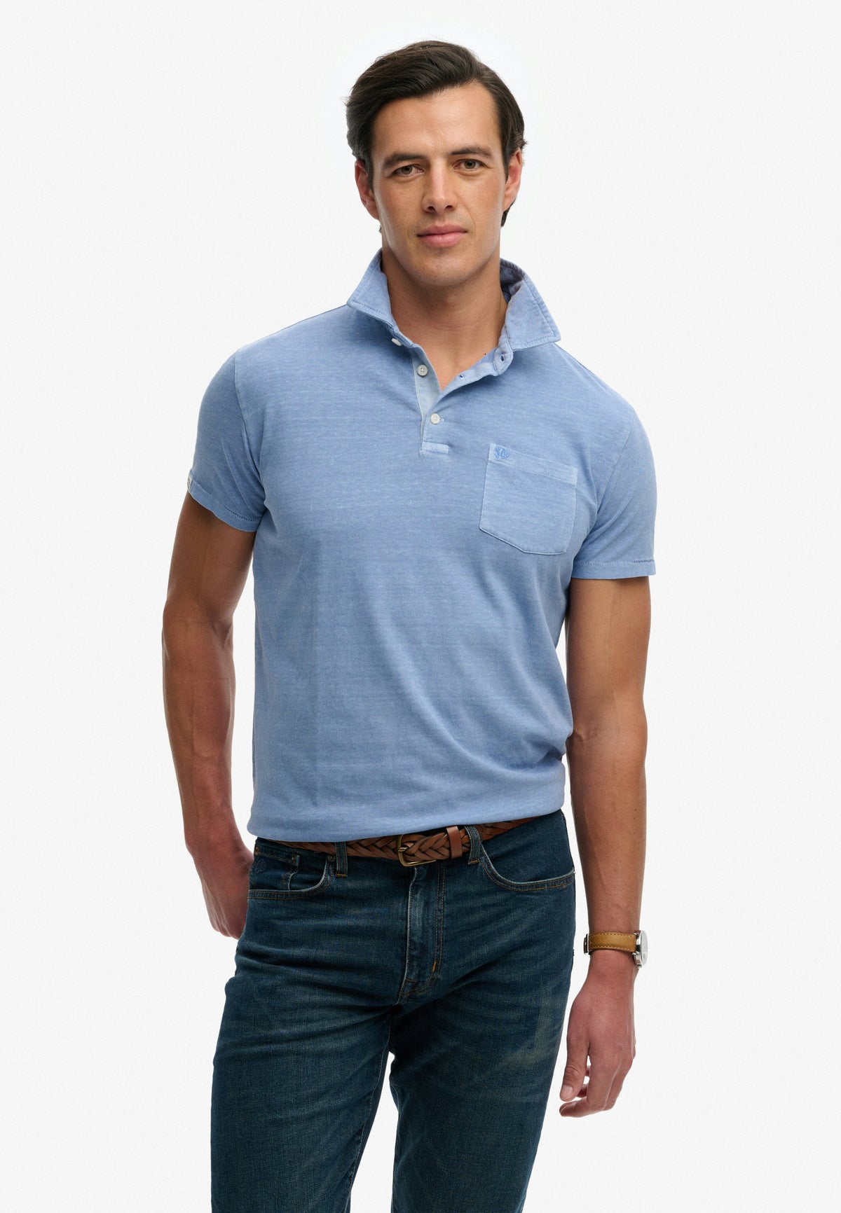 Classic Cotton Linen Polo - Vibrant Blue-1