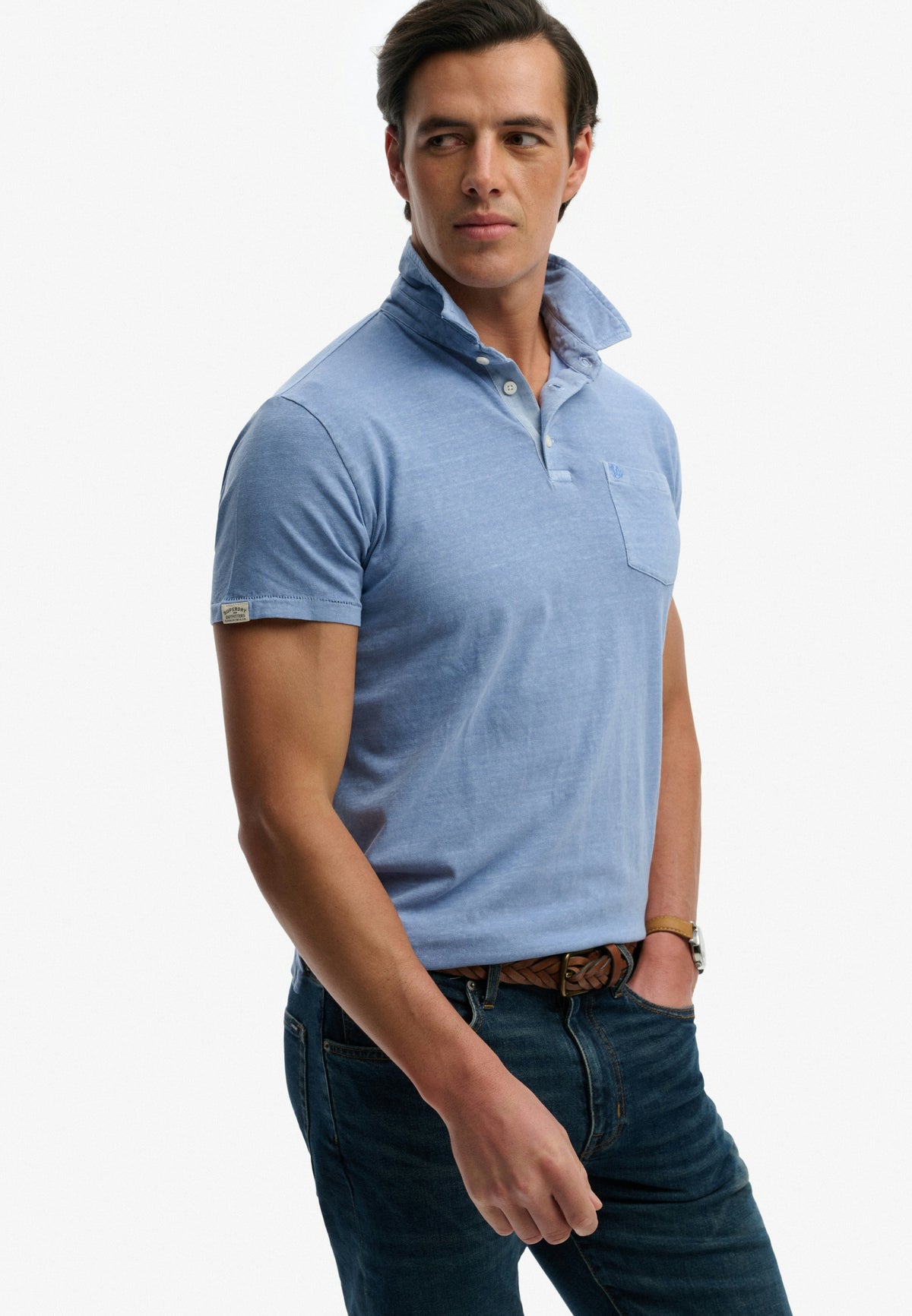 Classic Cotton Linen Polo - Vibrant Blue-2