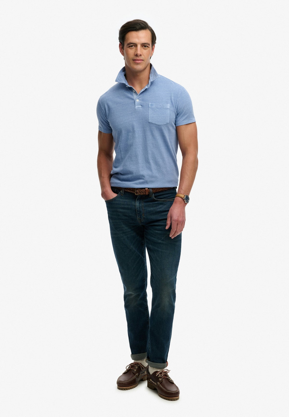 Classic Cotton Linen Polo - Vibrant Blue-4