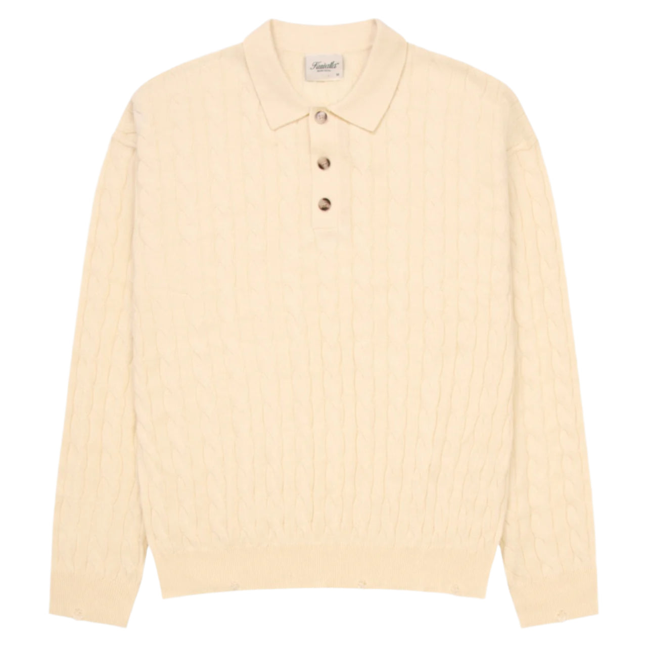 Flat White Cable Knit Polo