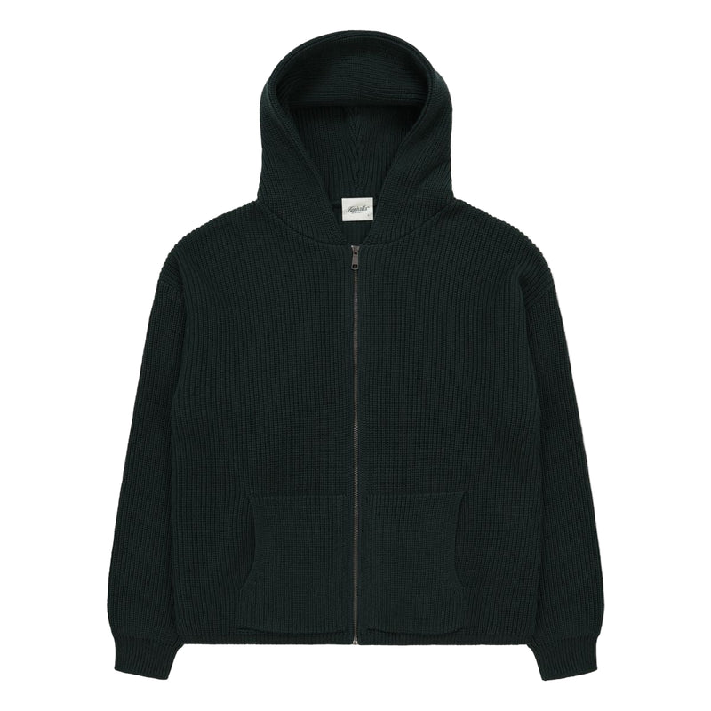 Knitted Zip Hoodie - Black