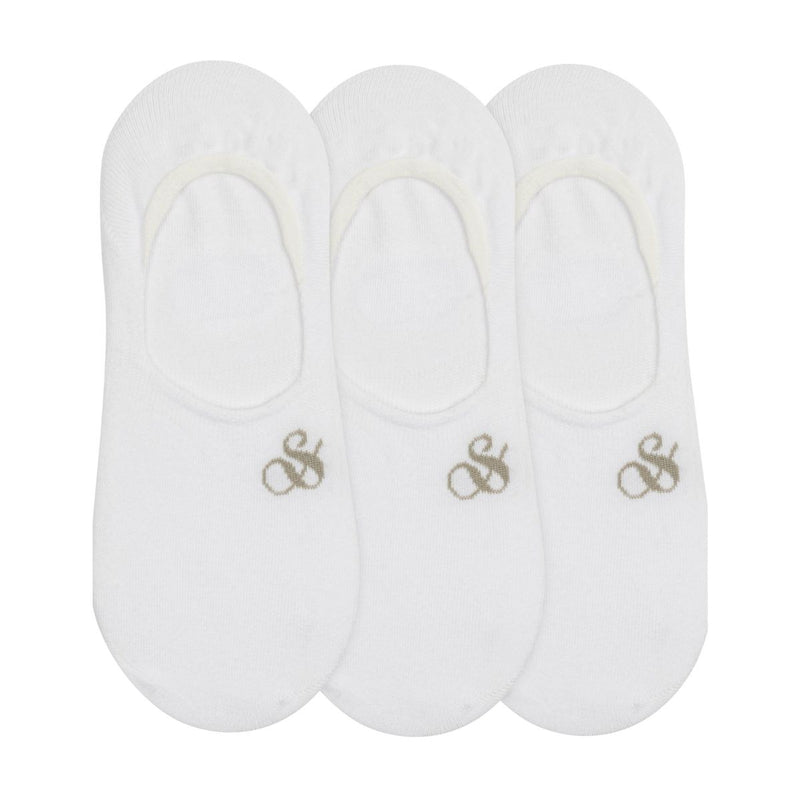3 Pack Non Terry Liner Socks - White