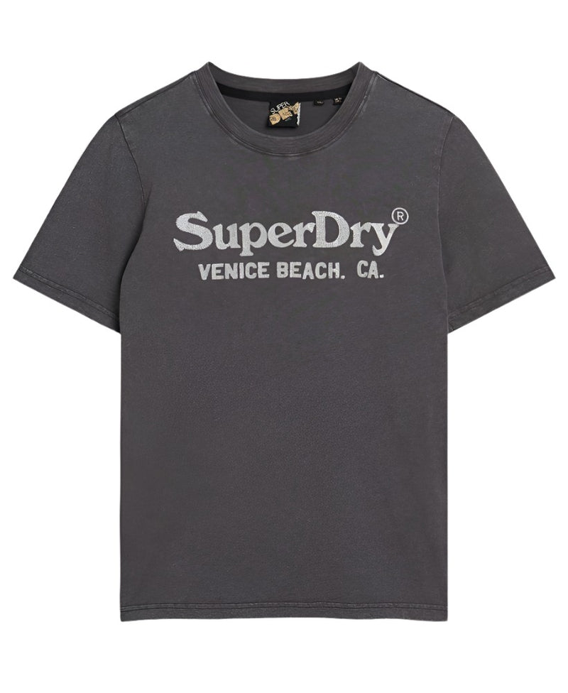 Vintage Black Slub Metallic Venue Relaxed T-Shirt