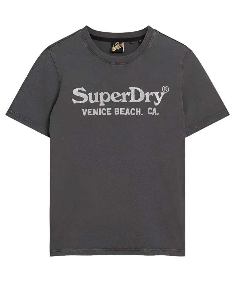 Vintage Black Slub Metallic Venue Relaxed T-Shirt