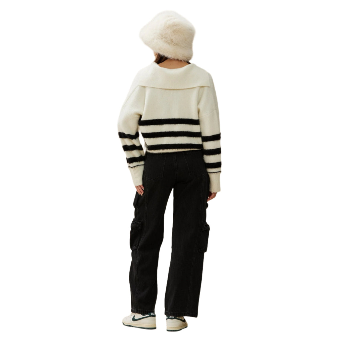 Cream/Black Soft Crop Knit Polo-2