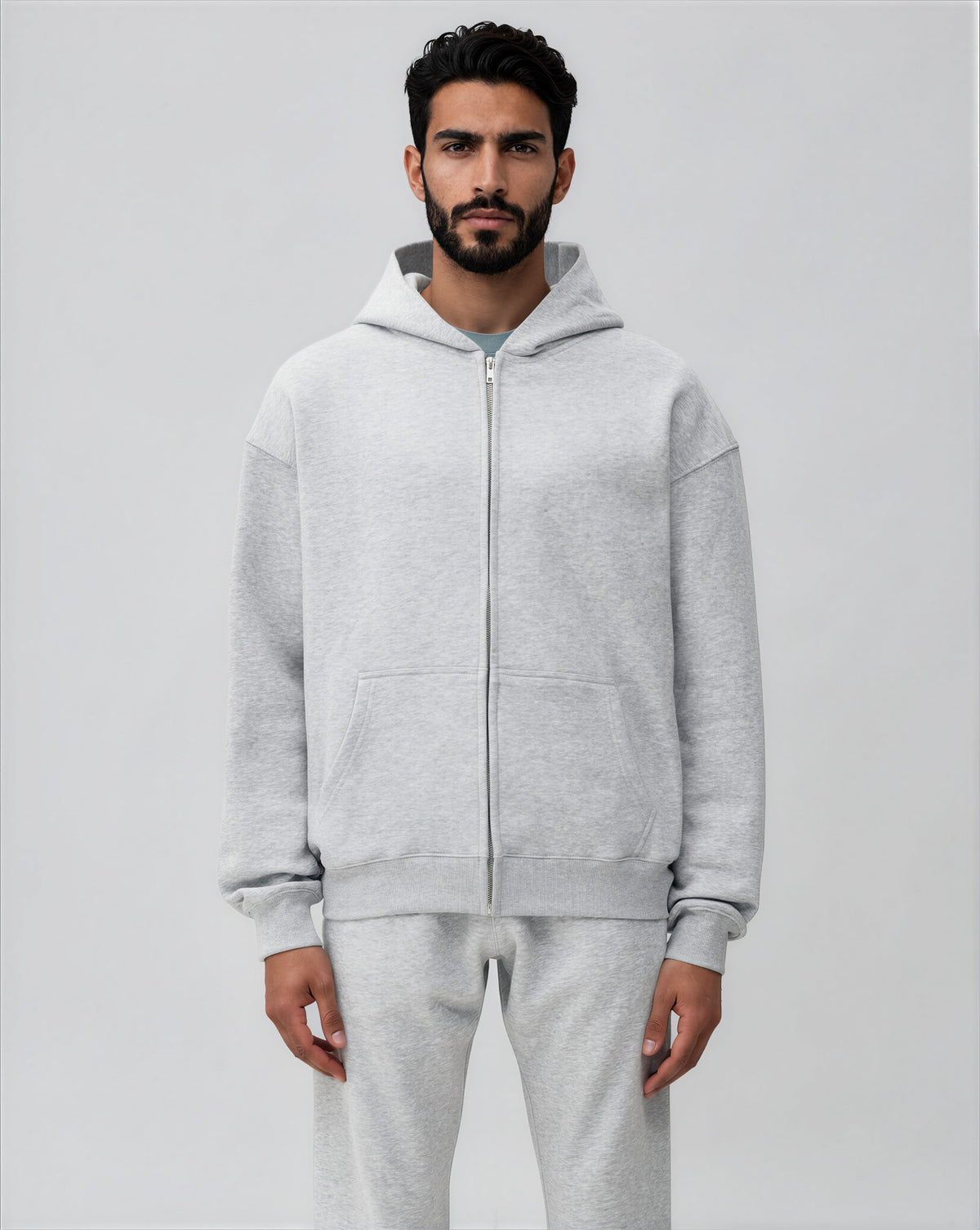 Zip Up Hoodie - Heather Grey