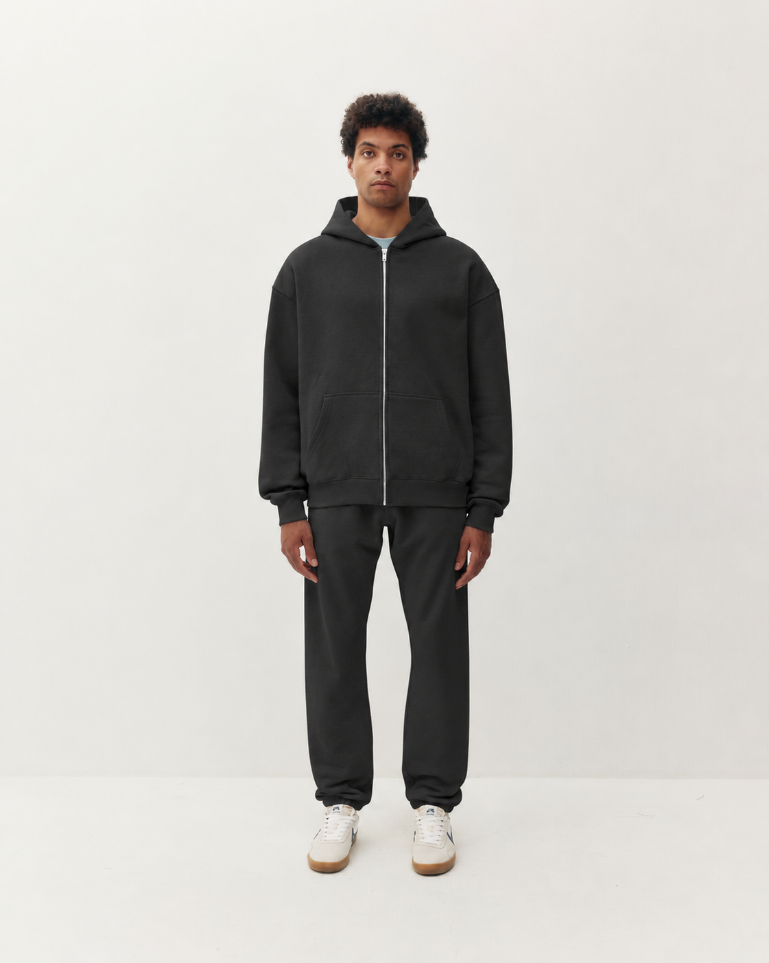 Zip Up Hoodie - Black-2