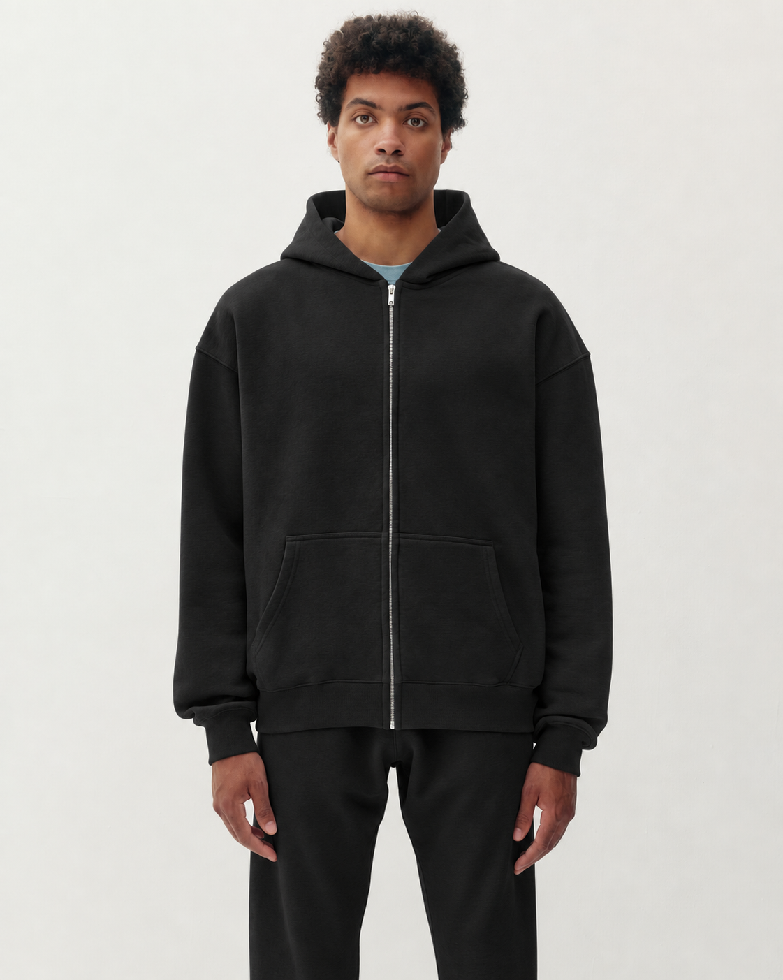 Zip Up Hoodie - Black-1
