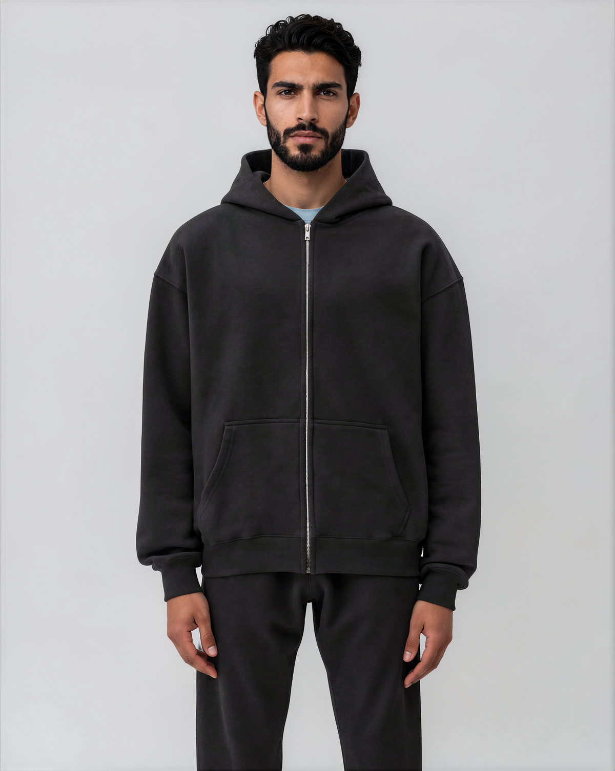 Zip Up Hoodie - Black