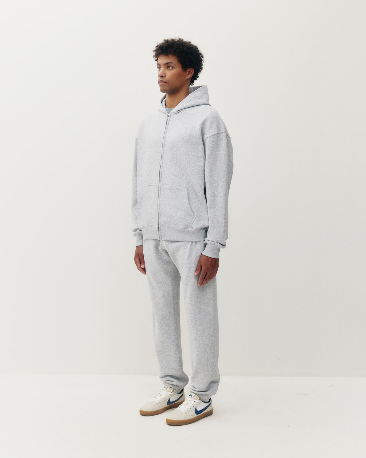 Zip Up Hoodie - Heather Grey-5