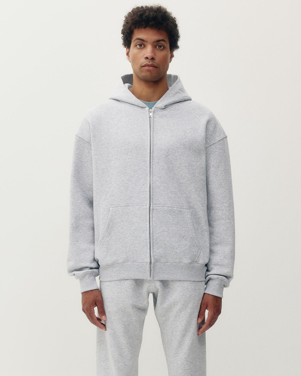 Zip Up Hoodie - Heather Grey-1