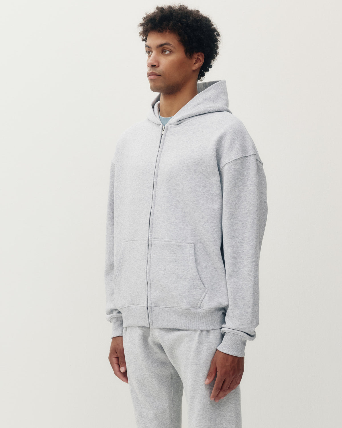 Zip Up Hoodie - Heather Grey-2