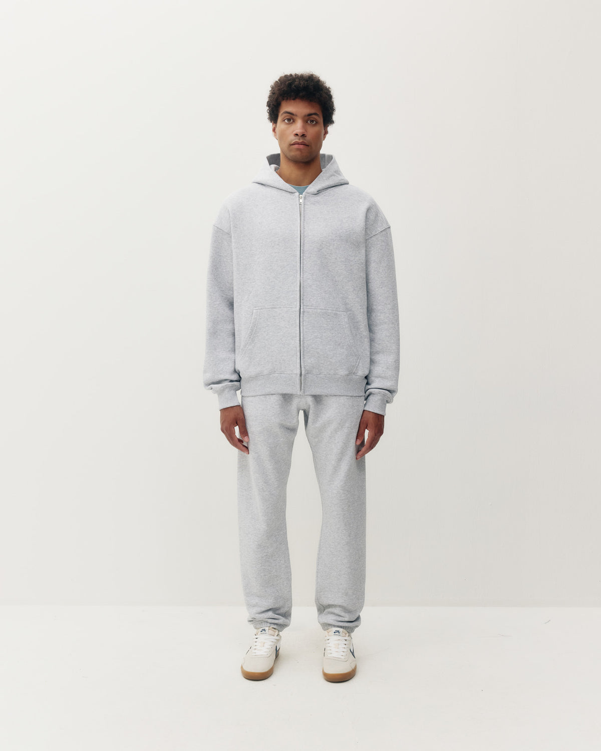 Zip Up Hoodie - Heather Grey-4