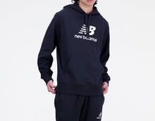 Sweat à capuche New Balance Black Essentials Stacked Logo en molleton français