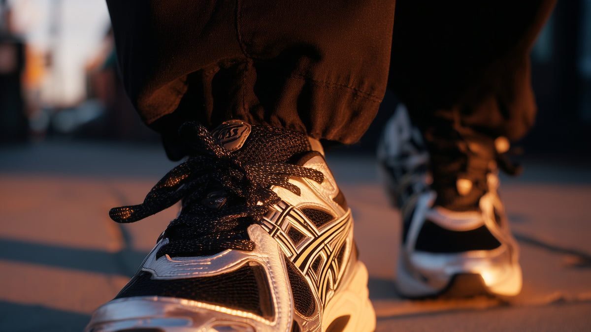 Asics Gel-1130 sneakers at golden hour