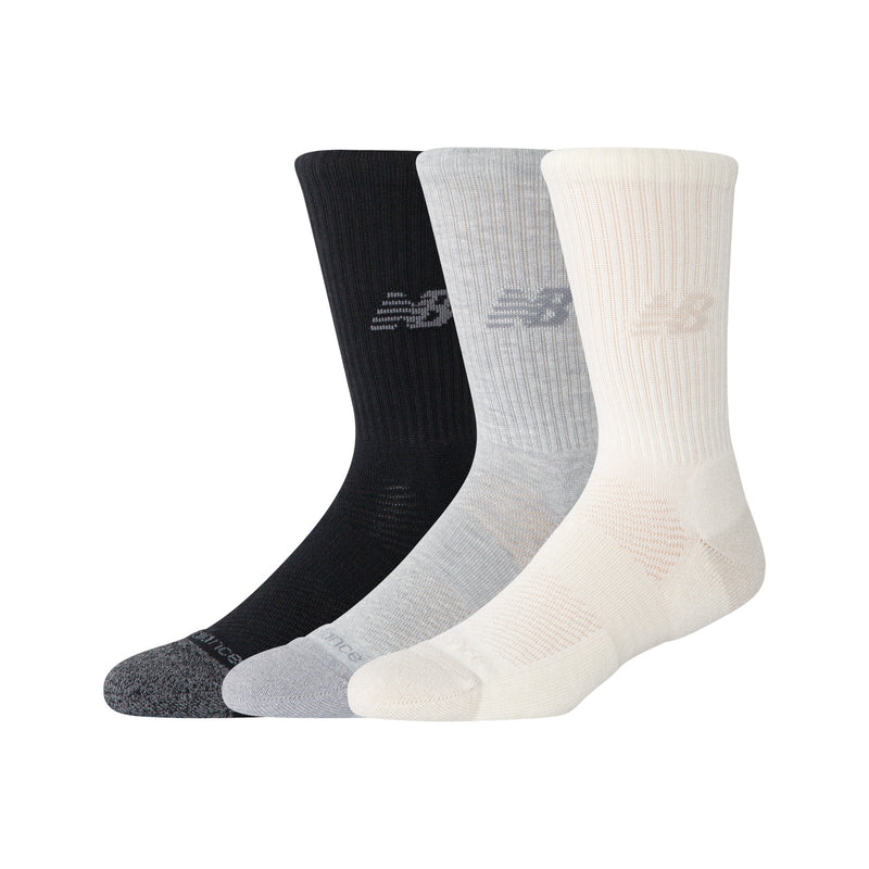 Active Crew Socks 3 Pack - Black, Grey & White