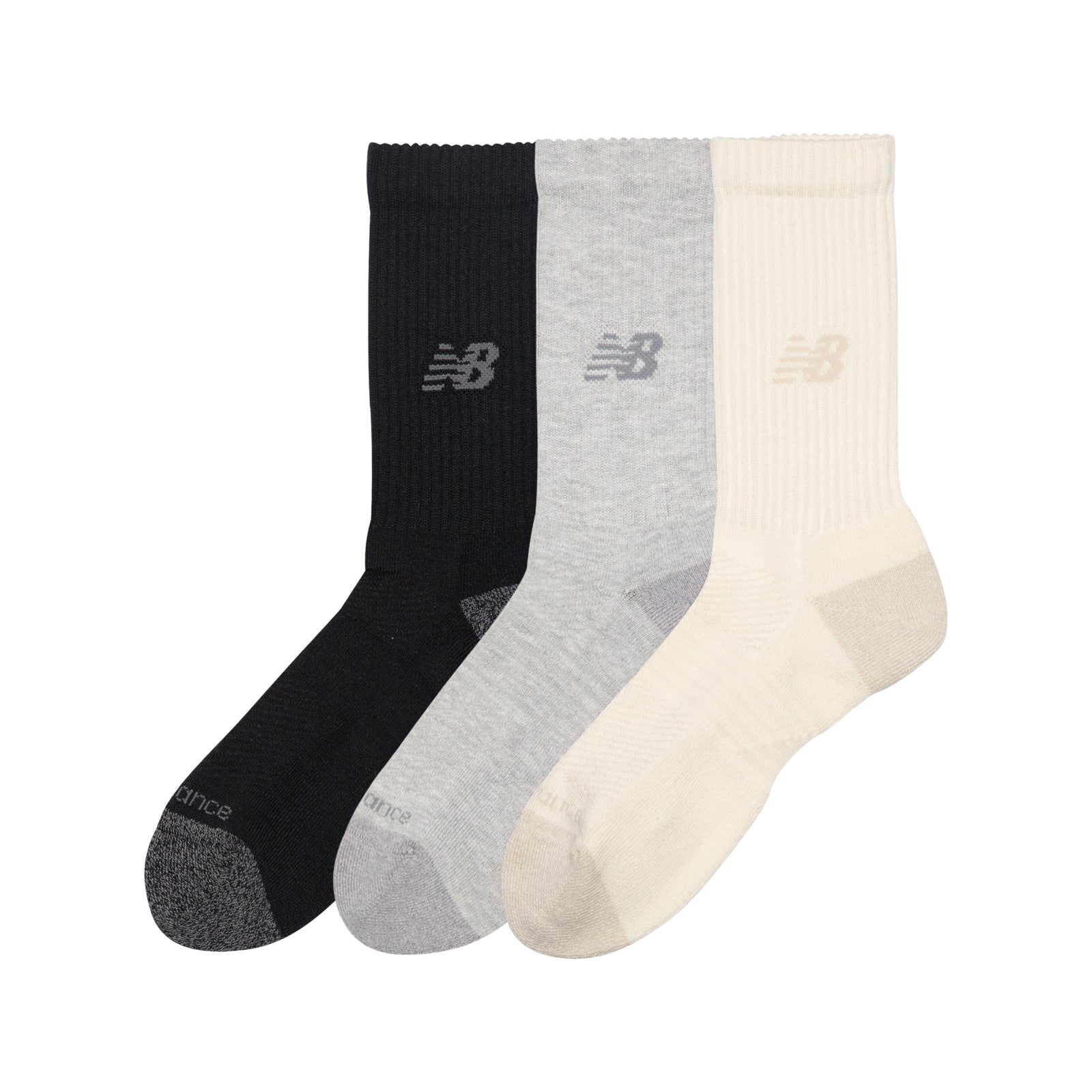 Active Crew Socks 3 Pack - Black, Grey & White