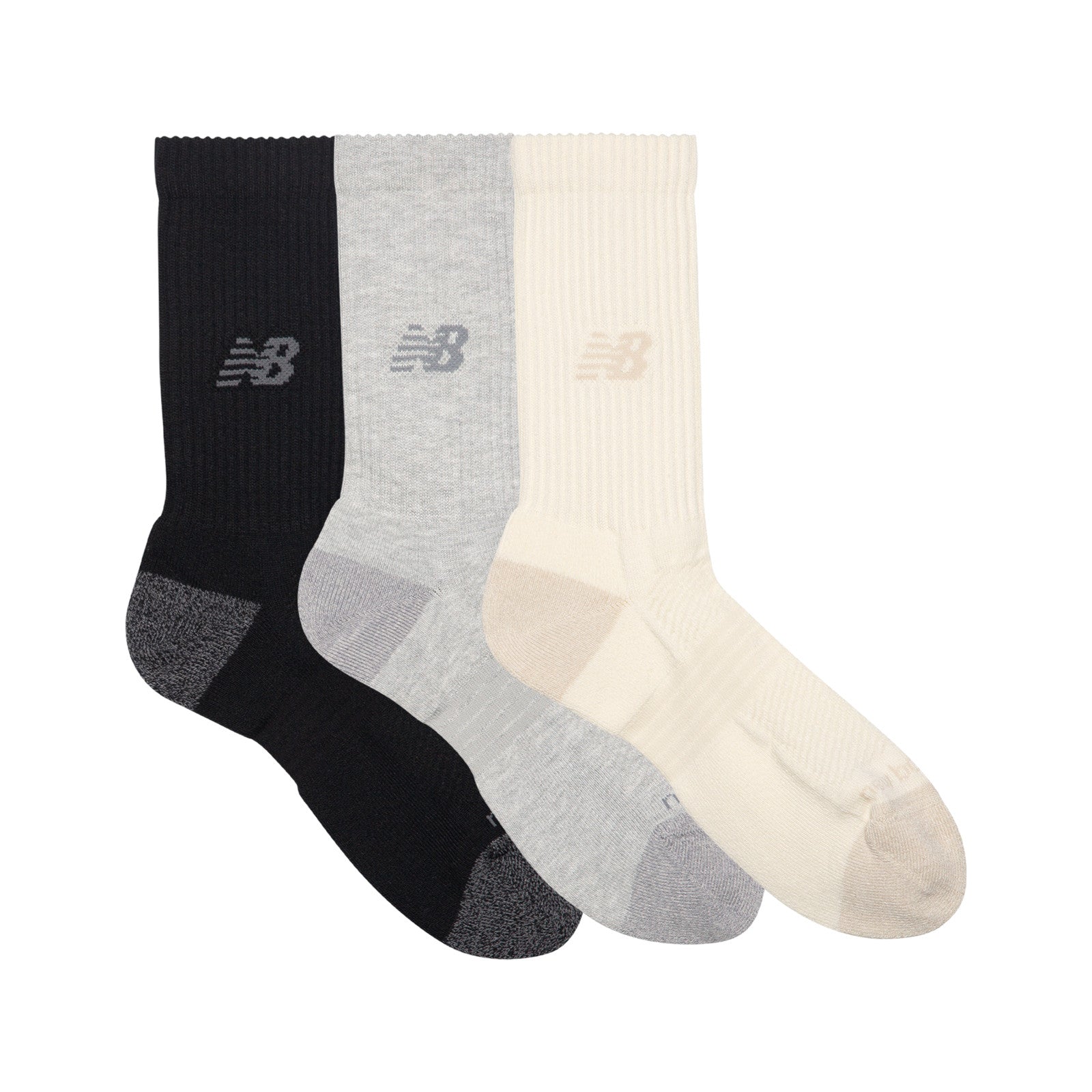 Active Crew Socks 3 Pack - Black, Grey & White