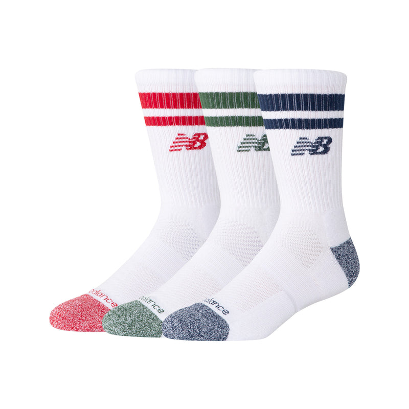 Active Lifestyle Striped Crew Socks 3 Pack -  Multi Colors