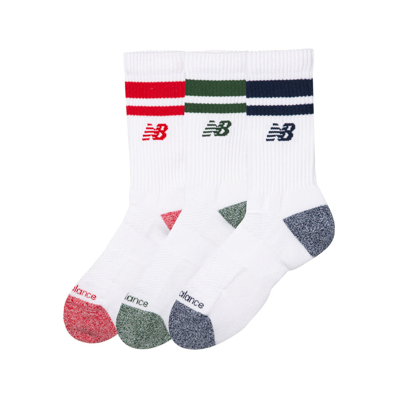 Active Lifestyle Striped Crew Socks 3 Pack -  Multi Colors