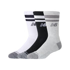 Active Lifestyle Striped Crew Socks 3 Pack -  Black, Grey & White