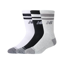 Active Lifestyle Striped Crew Socks 3 Pack -  Black, Grey & White