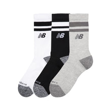 Active Lifestyle Striped Crew Socks 3 Pack -  Black, Grey & White