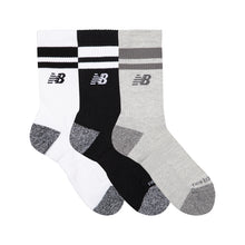 Active Lifestyle Striped Crew Socks 3 Pack -  Black, Grey & White