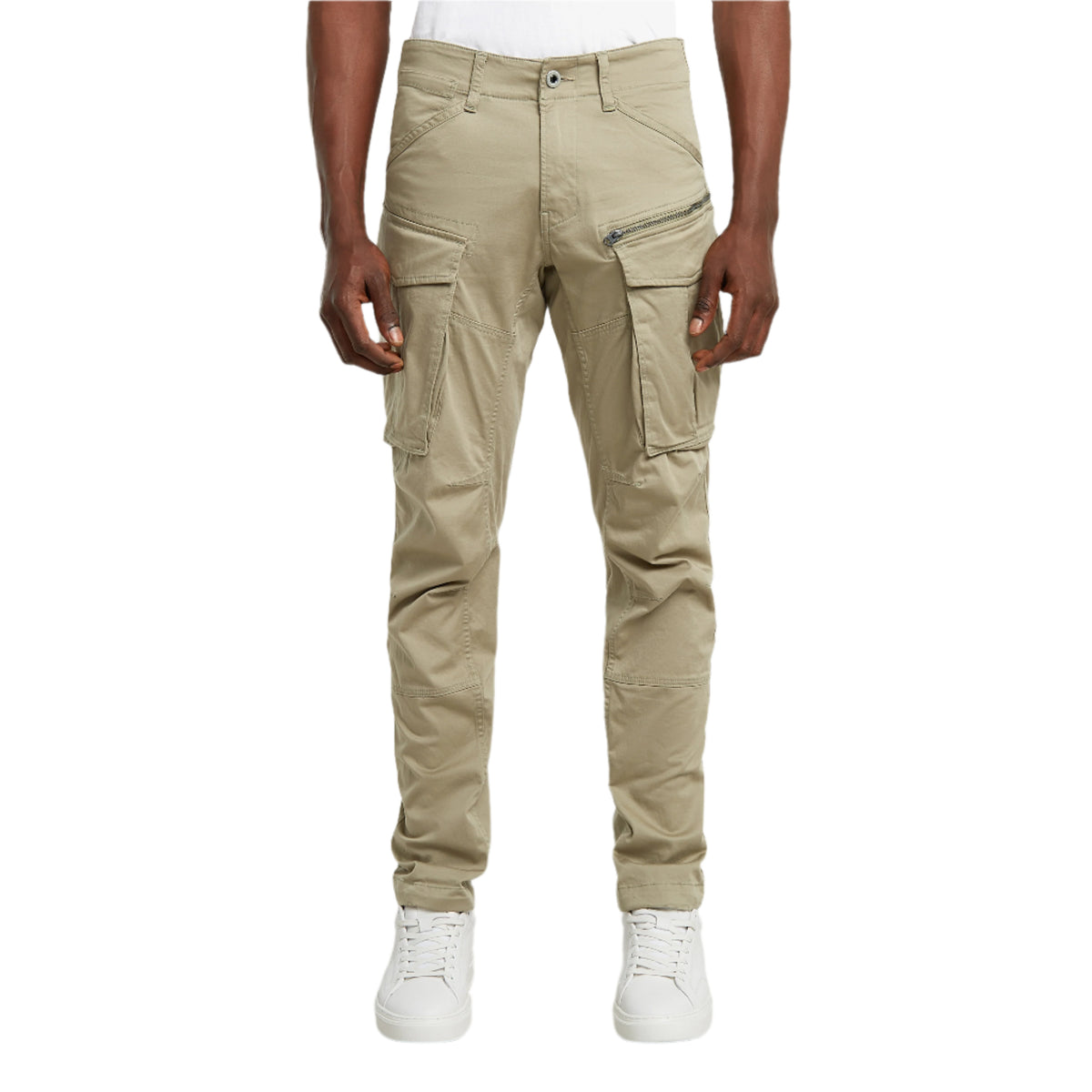Rovic Zip 3D Regular Tapered Pants - Beige-2
