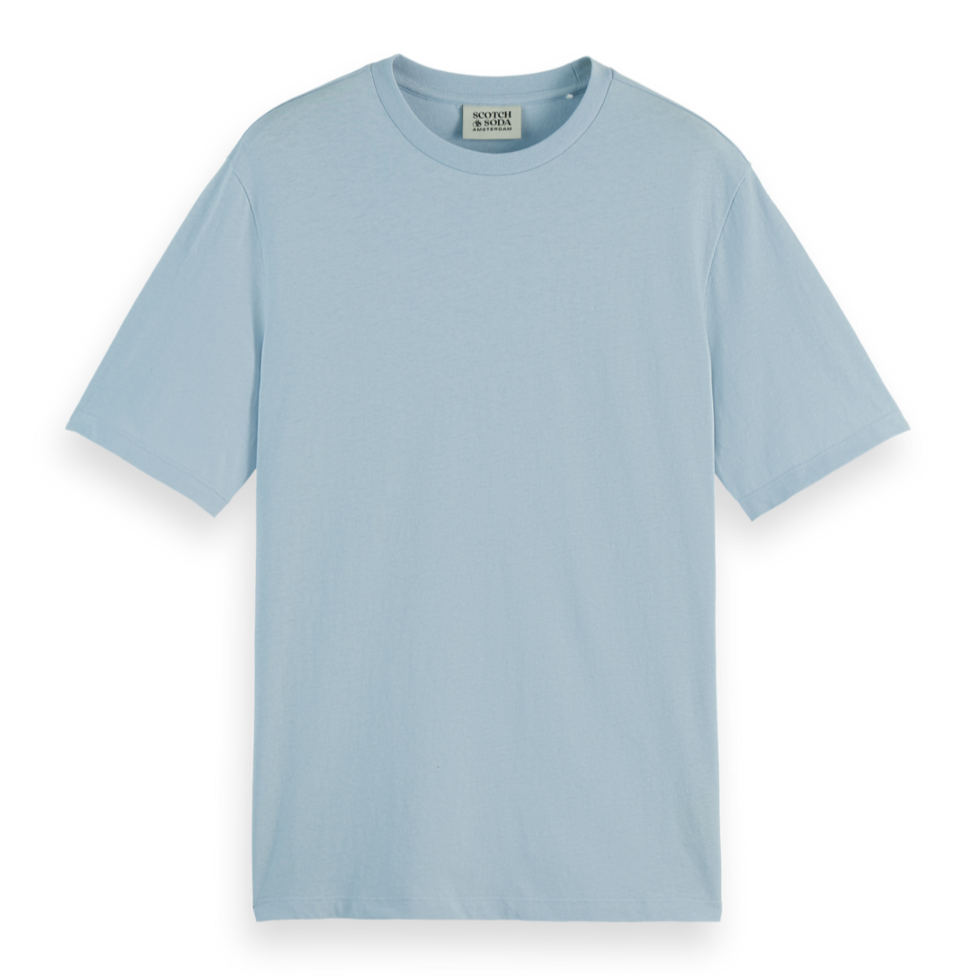 Blue Regular Fit 3 Crosses Cotton-Linen T-Shirt