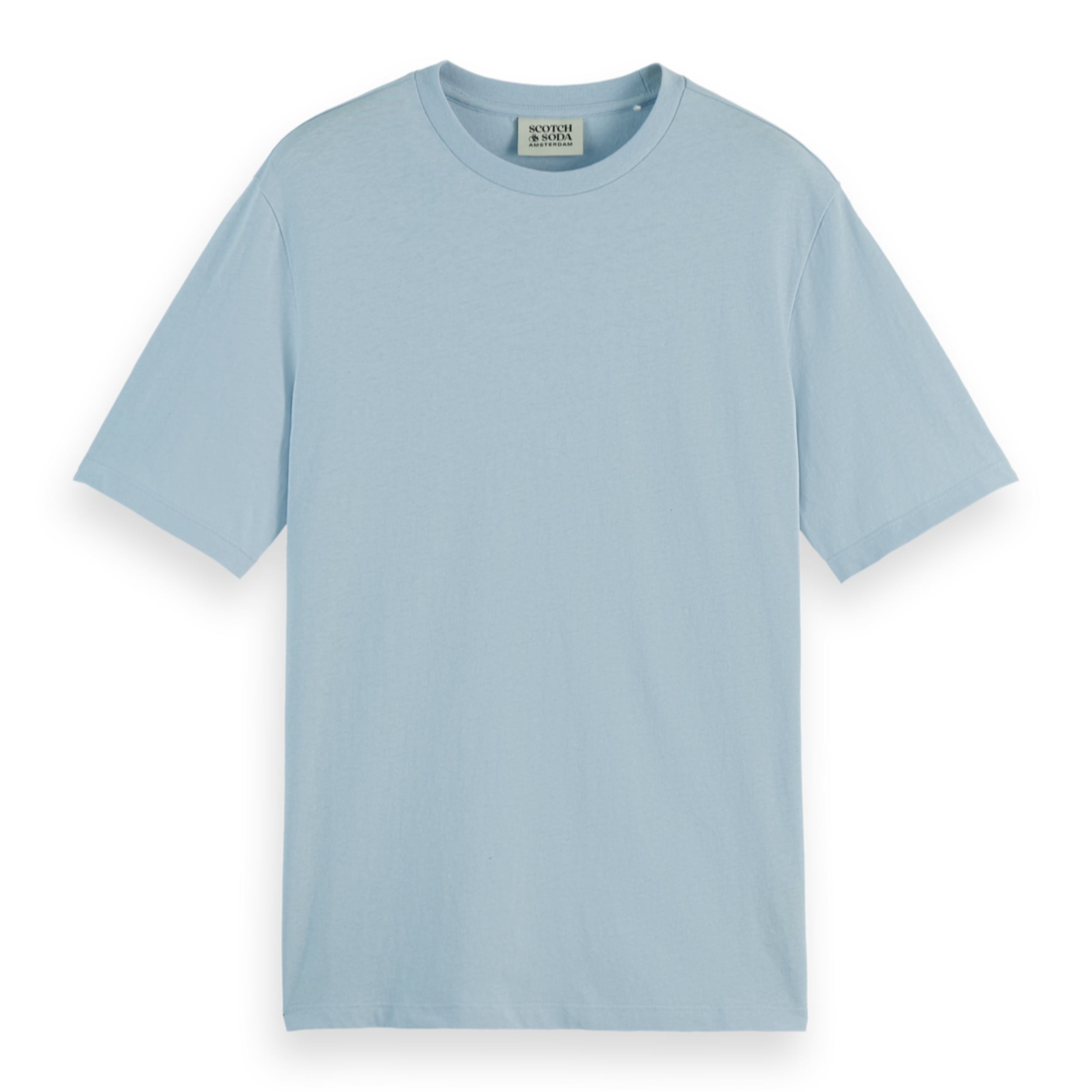Blue Regular Fit 3 Crosses Cotton-Linen T-Shirt