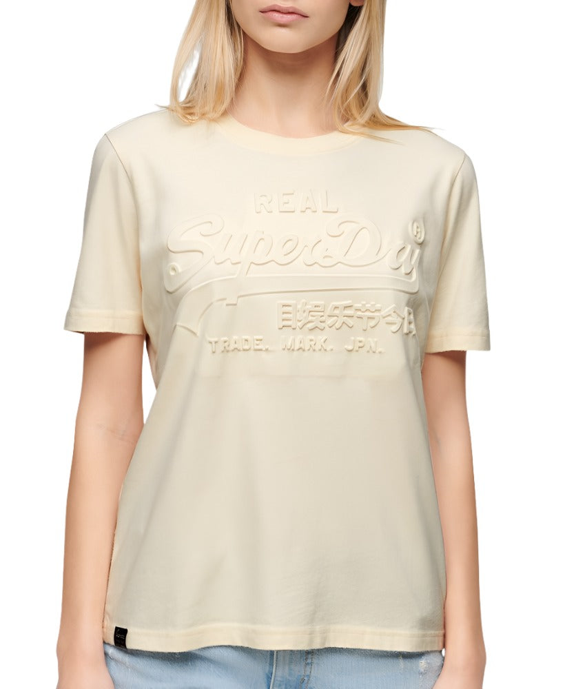 Rice White Embossed Relaxed T-Shirt