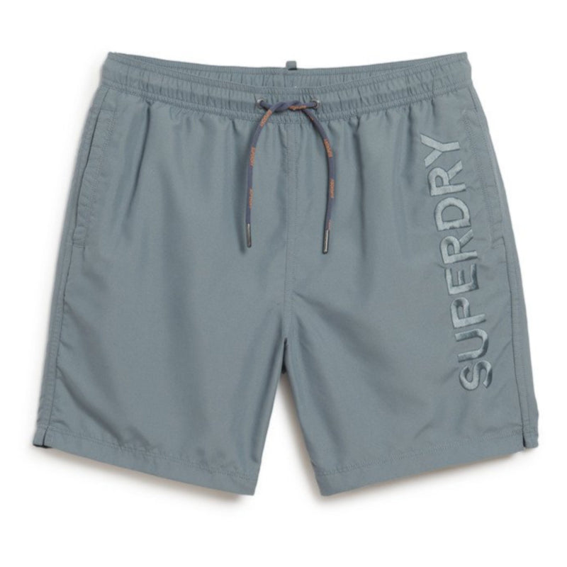 Stormy Weather Grey Premium Emb 17' Swim Short
