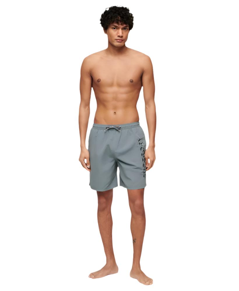 Stormy Weather Grey Premium Emb 17' Swim Short