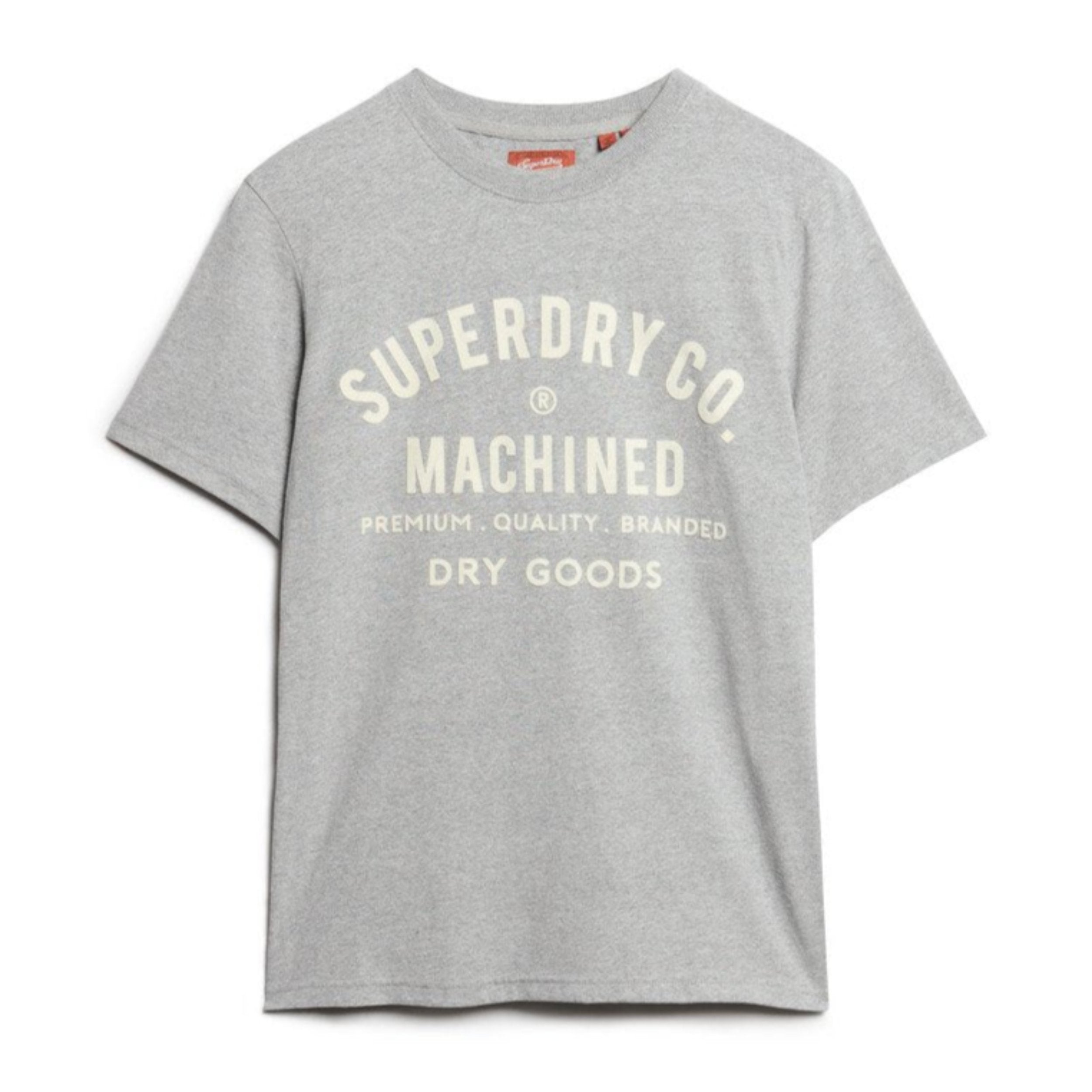 Ash Grey Marl Workwear Flock Graphic T-Shirt