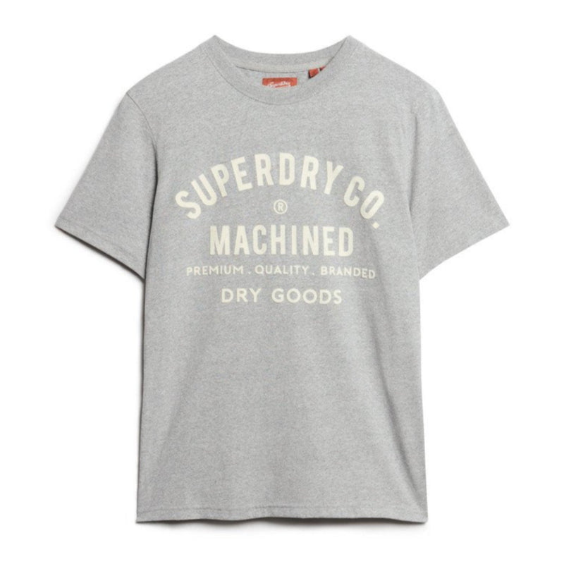 Ash Grey Marl Workwear Flock Graphic T-Shirt