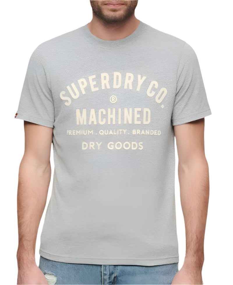 Ash Grey Marl Workwear Flock Graphic T-Shirt