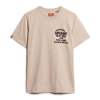 Lavin Beige Marl Workwear Flock Graphic T-Shirt