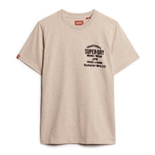 Lavin Beige Marl Workwear Flock Graphic T-Shirt