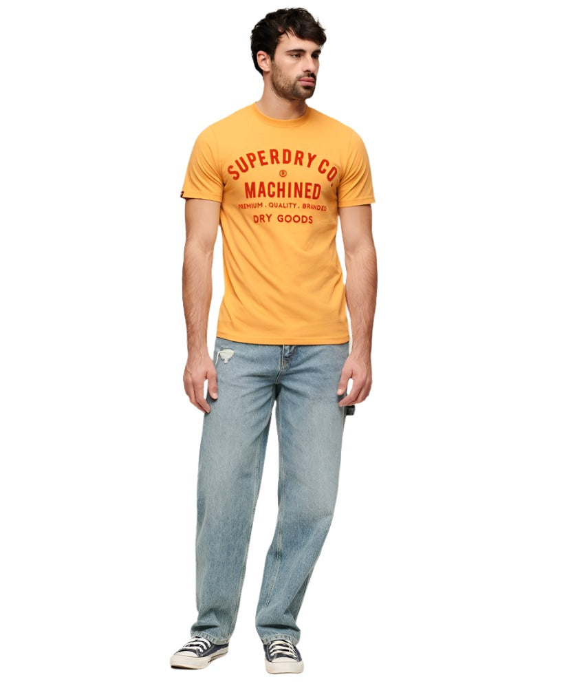 Amber Yellow Marl Workwear Flock Graphic T-Shirt