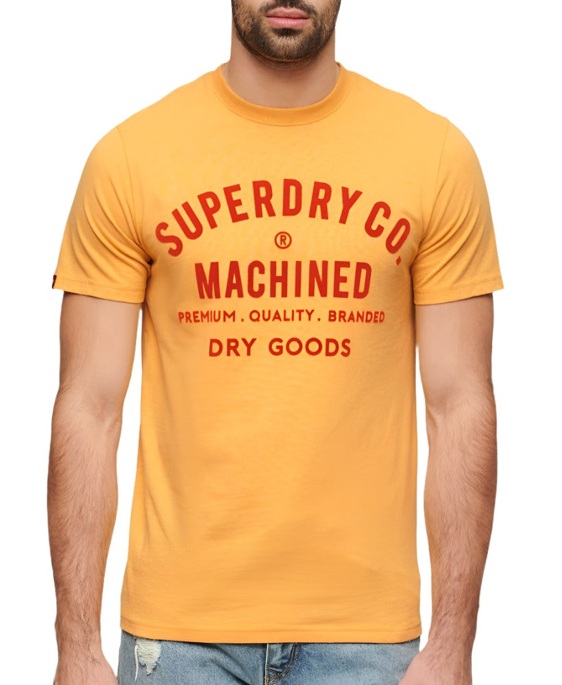 Amber Yellow Marl Workwear Flock Graphic T-Shirt