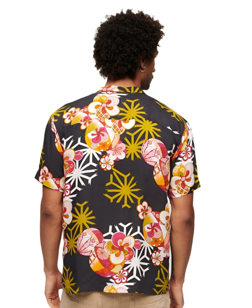 Asanoha Black Hawaiian Resort Shirt