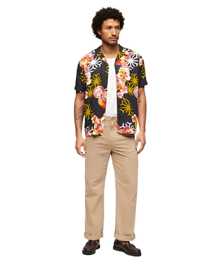 Asanoha Black Hawaiian Resort Shirt
