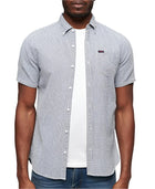 Navy Gingham Seersucker Short Sleeve Shirt