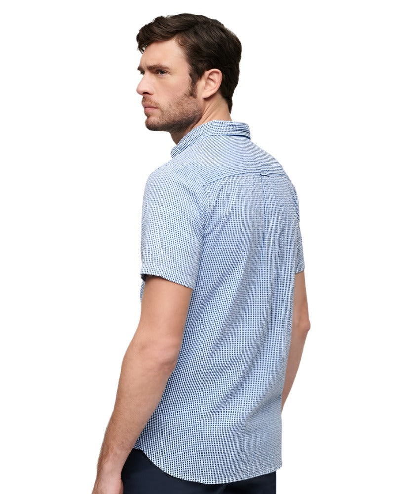 Royal Gingham Seersucker Short Sleeve Shirt