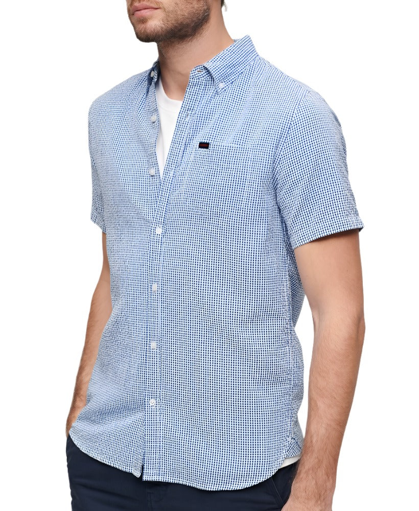 Royal Gingham Seersucker Short Sleeve Shirt