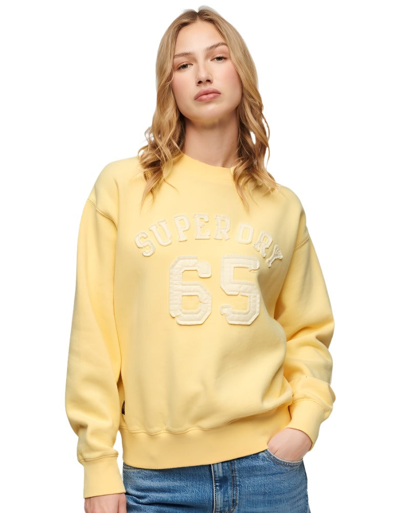 Pale Yellow Applique Athletic Loose Sweat