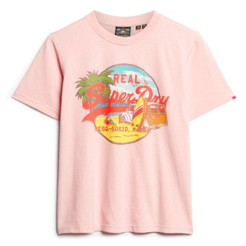 Somon Pink Marl Graphic Relaxed T-Shirt