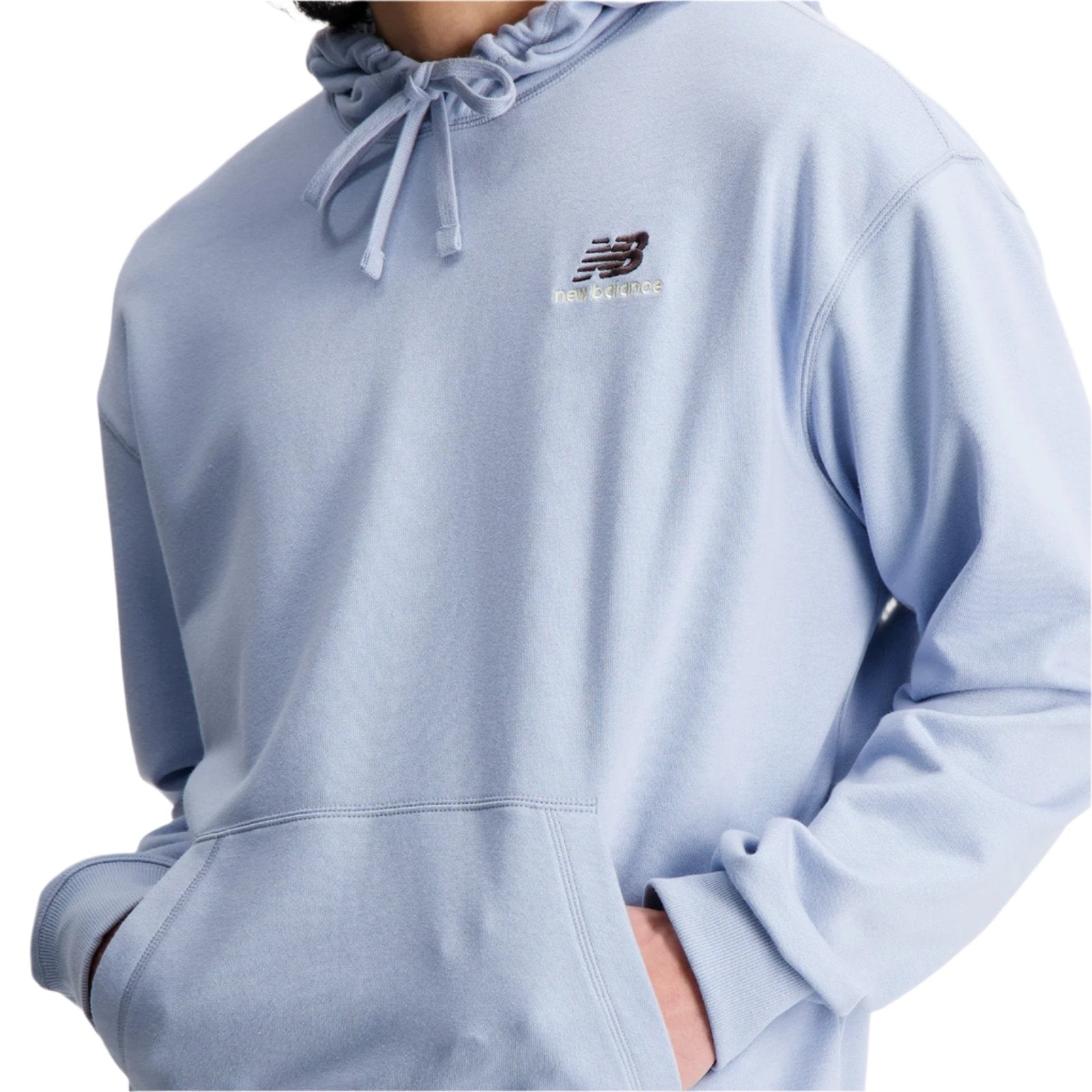 Sweat à capuche New Balance Light Arctic Grey Uni-ssentials en molleton français
